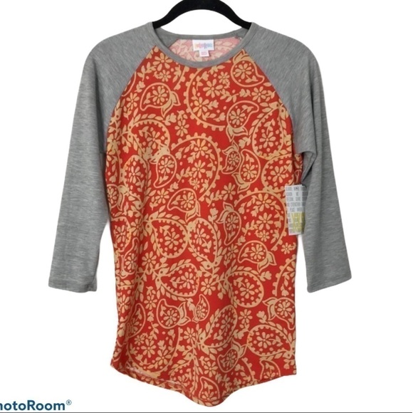 NWT LULAROE RANDY Tee Orange Paisley Print XXS - Picture 1 of 8
